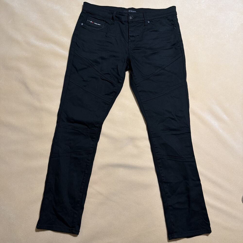 Fried Denim Jeans Black Moto Slim Stretch Men's Tag Size 36 X 32